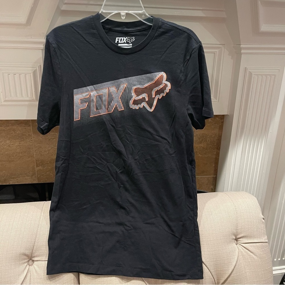 BQ:  Fox Racing Shirt Mens M Black Short Sleeve Graphic Logo Casual Athletic